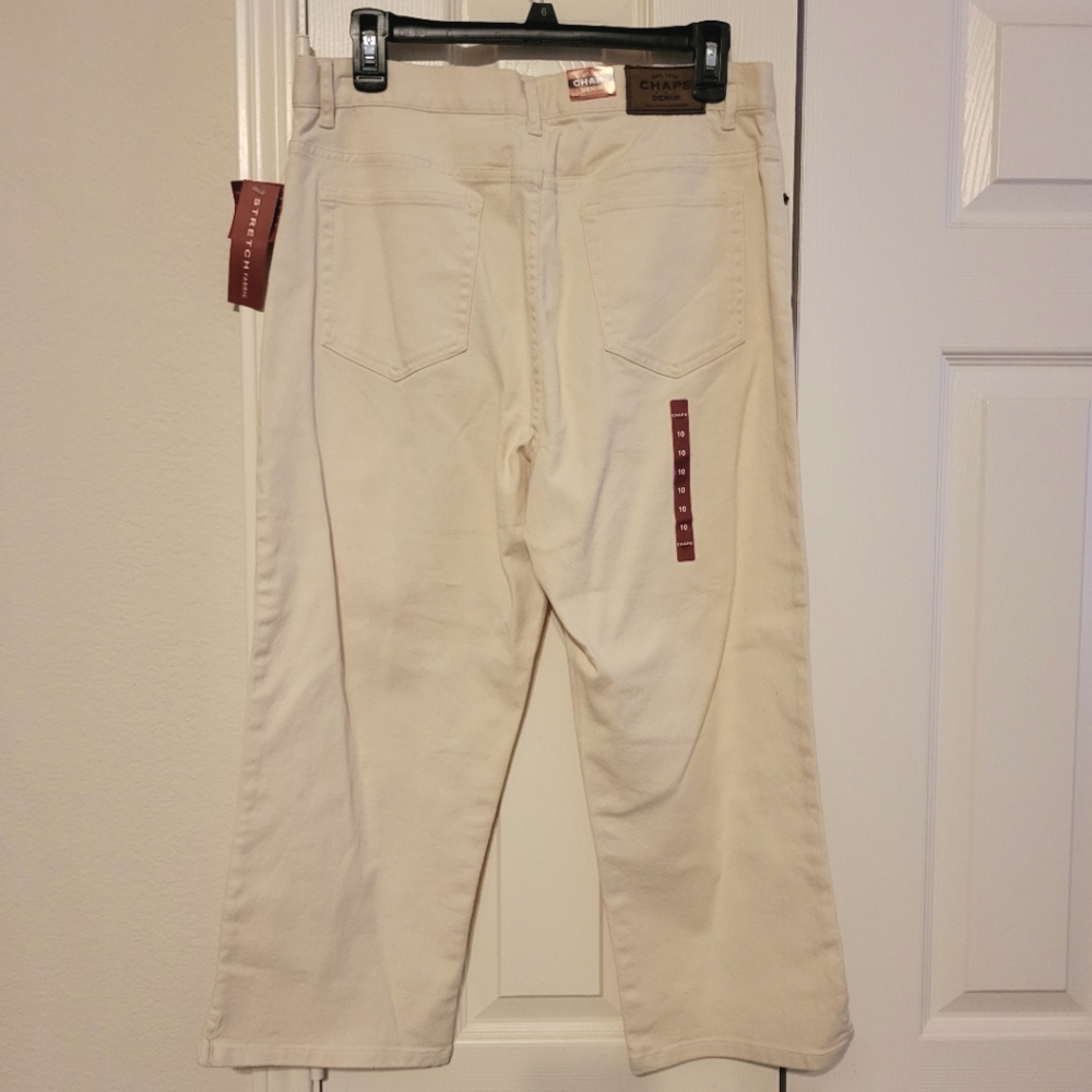 CHAPS Denim Crop Pants / Capri Pants - Cream color - Size 10 - NEW - Picture 3 of 4